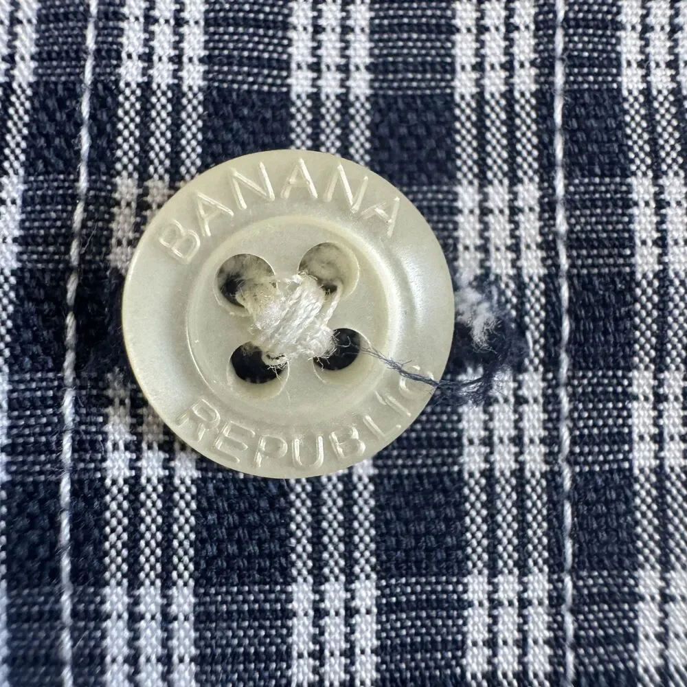Banana Republic Non-Iron Tailored Slim Fit Shirt Men’s M Blue Check Button Down